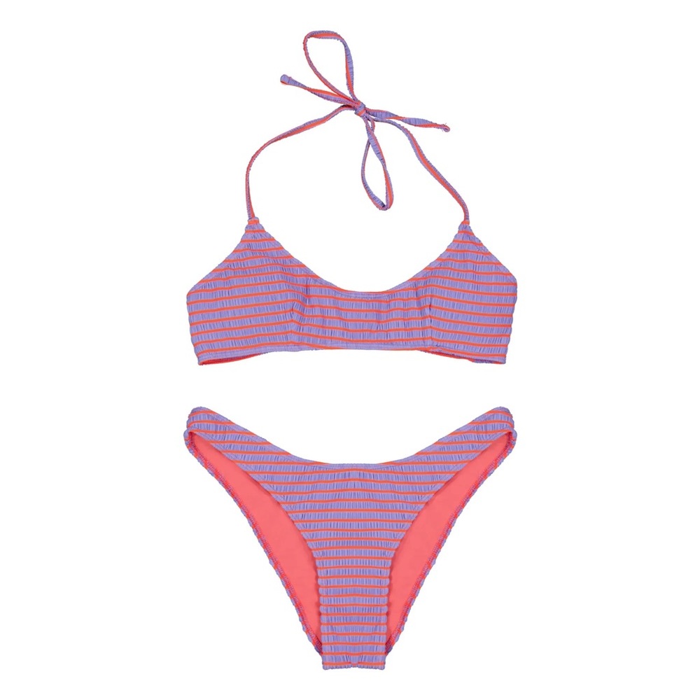 Caro Luna Olivia Seersucker Bikini, Large